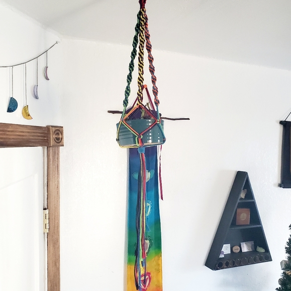 Rainbow Macramé Plant Hanging - Picture 2 of 7